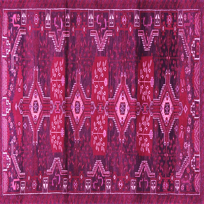 Square Machine Washable Persian Pink Traditional Rug, wshtr4091pnk