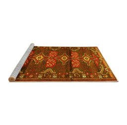 Sideview of Machine Washable Persian Yellow Traditional Rug, wshtr4091yw