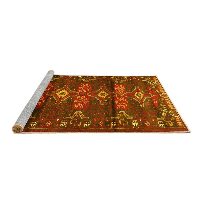 Sideview of Machine Washable Persian Yellow Traditional Rug, wshtr4091yw