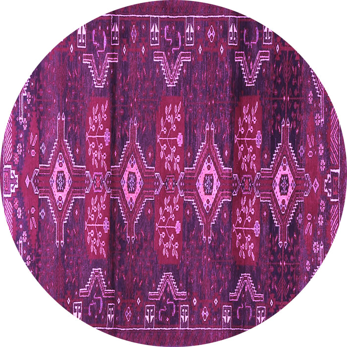 Round Machine Washable Persian Purple Traditional Area Rugs, wshtr4091pur