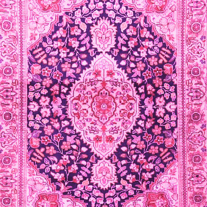 Machine Washable Medallion Pink Traditional Rug, wshtr4092pnk