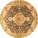 Round Medallion Brown Traditional Rug, tr4092brn