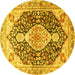 Round Medallion Yellow Traditional Rug, tr4092yw