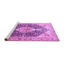 Sideview of Machine Washable Medallion Purple Traditional Area Rugs, wshtr4092pur