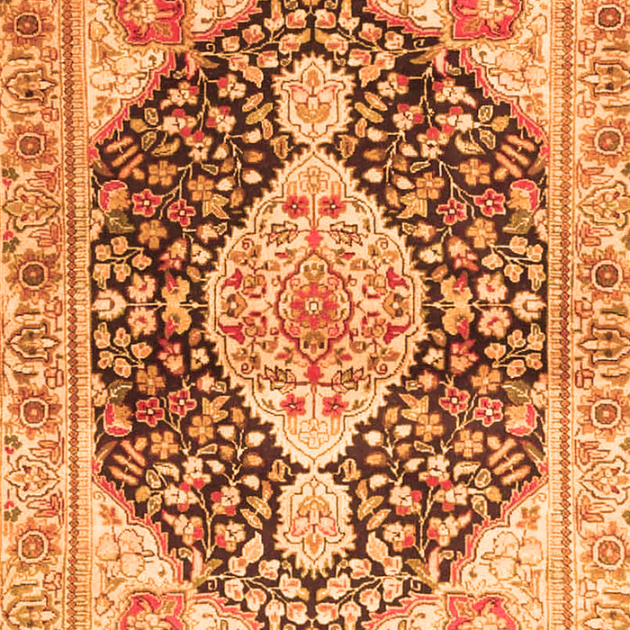 Serging Thickness of Machine Washable Medallion Orange Traditional Area Rugs, wshtr4092org