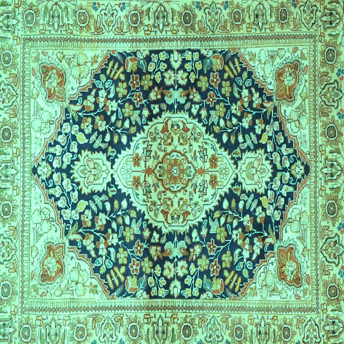 Square Medallion Turquoise Traditional Rug, tr4092turq
