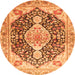 Machine Washable Medallion Orange Traditional Area Rugs, wshtr4092org