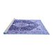 Sideview of Machine Washable Medallion Blue Traditional Rug, wshtr4092blu