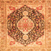 Round Machine Washable Medallion Orange Traditional Area Rugs, wshtr4092org