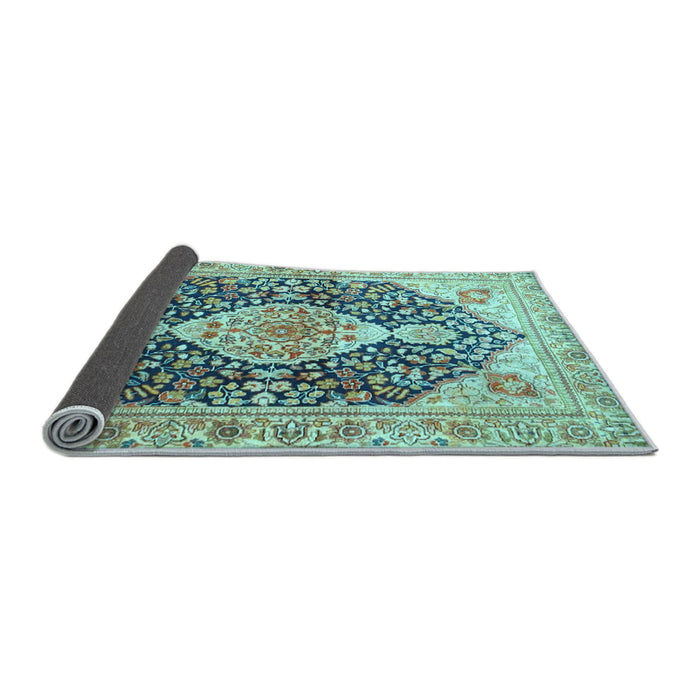 Sideview of Medallion Light Blue Traditional Rug, tr4092lblu