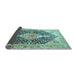 Sideview of Medallion Light Blue Traditional Rug, tr4092lblu