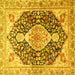 Square Medallion Yellow Traditional Rug, tr4092yw