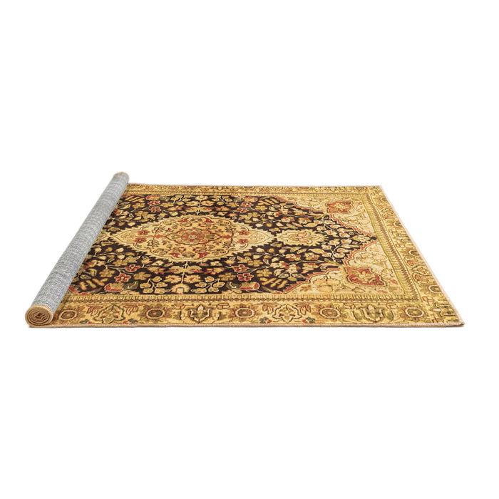 Sideview of Machine Washable Medallion Brown Traditional Rug, wshtr4092brn