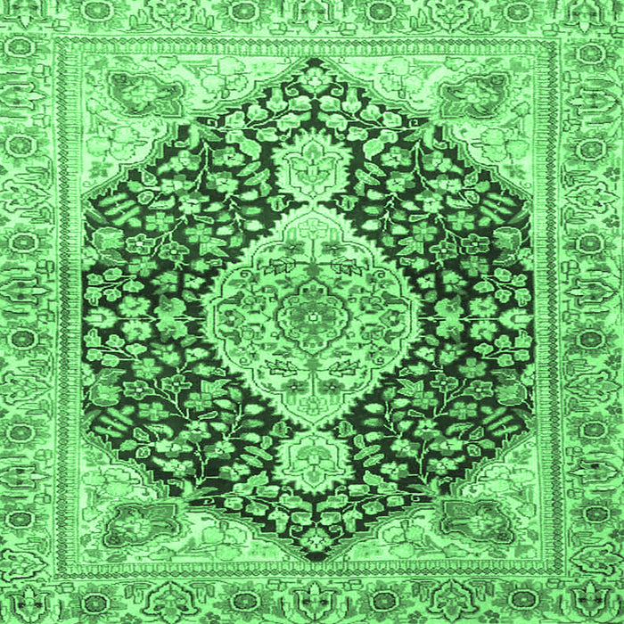 Square Medallion Emerald Green Traditional Rug, tr4092emgrn