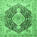 Square Medallion Emerald Green Traditional Rug, tr4092emgrn