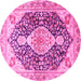 Round Medallion Pink Traditional Rug, tr4092pnk