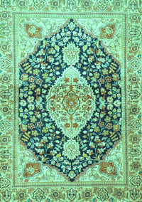 Medallion Turquoise Traditional Rug, tr4092turq