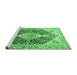 Sideview of Machine Washable Medallion Emerald Green Traditional Area Rugs, wshtr4092emgrn