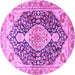 Round Medallion Purple Traditional Rug, tr4092pur