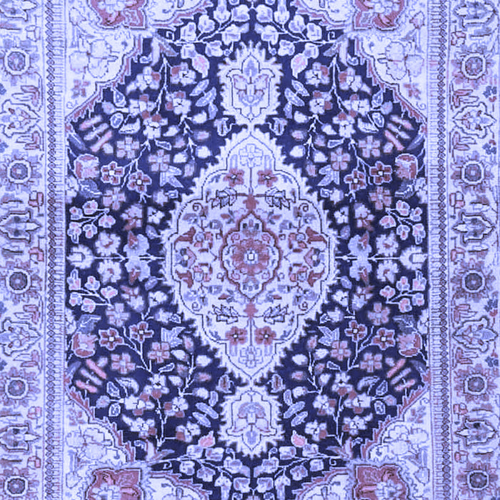 Machine Washable Medallion Blue Traditional Rug, wshtr4092blu
