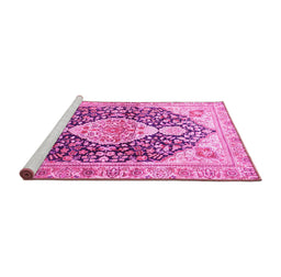 Sideview of Machine Washable Medallion Pink Traditional Rug, wshtr4092pnk