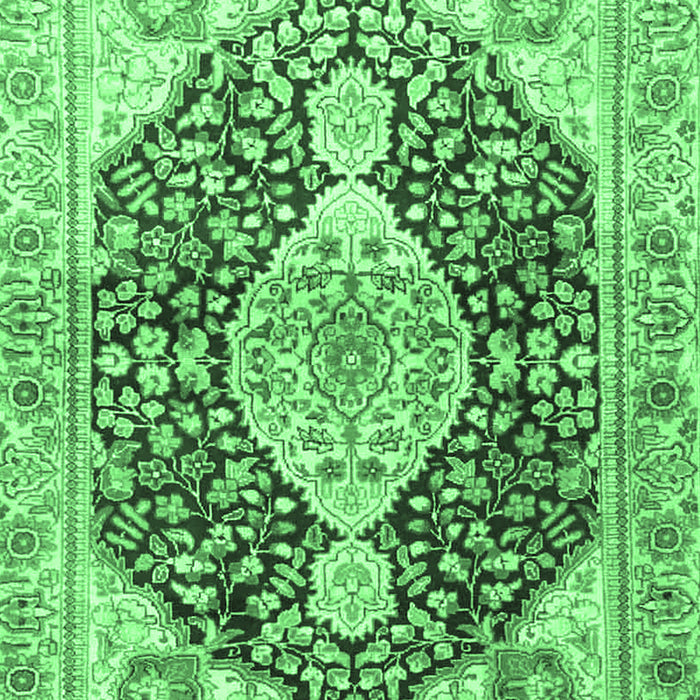 Machine Washable Medallion Emerald Green Traditional Area Rugs, wshtr4092emgrn