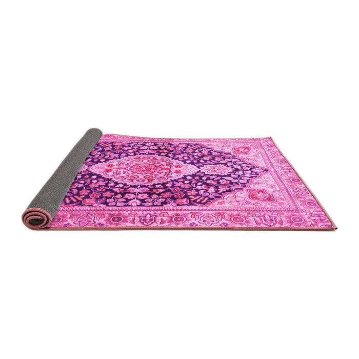 Sideview of Medallion Pink Traditional Rug, tr4092pnk