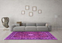 Machine Washable Persian Purple Traditional Rug, wshtr4093pur