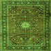 Round Machine Washable Persian Green Traditional Area Rugs, wshtr4093grn