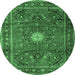 Round Persian Emerald Green Traditional Rug, tr4093emgrn