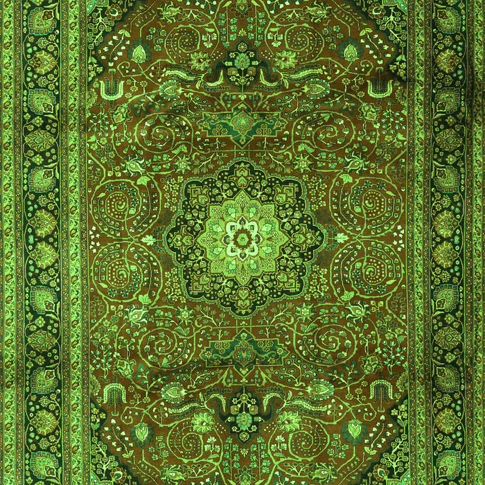 Serging Thickness of Machine Washable Persian Green Traditional Area Rugs, wshtr4093grn