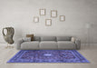 Machine Washable Persian Blue Traditional Rug in a Living Room, wshtr4093blu