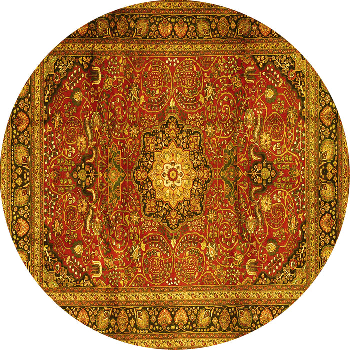 Round Persian Yellow Traditional Rug, tr4093yw