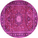 Round Machine Washable Persian Pink Traditional Rug, wshtr4093pnk