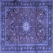 Square Machine Washable Persian Blue Traditional Rug, wshtr4093blu