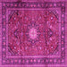 Square Machine Washable Persian Pink Traditional Rug, wshtr4093pnk