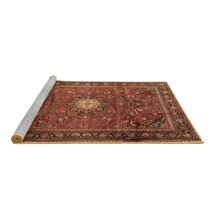 Sideview of Machine Washable Persian Brown Traditional Rug, wshtr4093brn