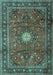 Machine Washable Persian Turquoise Traditional Area Rugs, wshtr4093turq