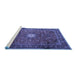 Sideview of Machine Washable Persian Blue Traditional Rug, wshtr4093blu