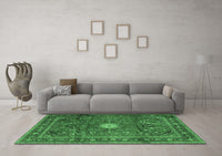 Machine Washable Persian Emerald Green Traditional Rug, wshtr4093emgrn