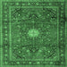 Square Machine Washable Persian Emerald Green Traditional Area Rugs, wshtr4093emgrn