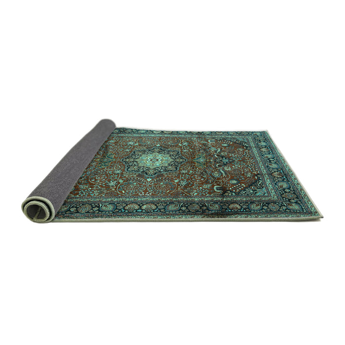 Sideview of Persian Turquoise Traditional Rug, tr4093turq