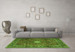 Machine Washable Persian Green Traditional Area Rugs in a Living Room,, wshtr4093grn