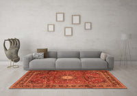 Machine Washable Persian Orange Traditional Rug, wshtr4093org