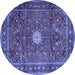 Round Machine Washable Persian Blue Traditional Rug, wshtr4093blu