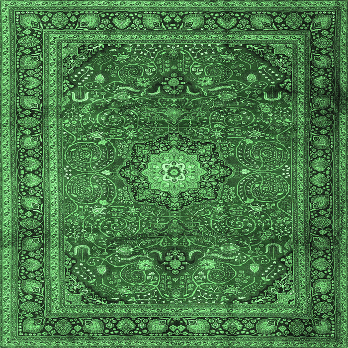 Square Persian Emerald Green Traditional Rug, tr4093emgrn