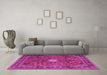 Machine Washable Persian Pink Traditional Rug in a Living Room, wshtr4093pnk