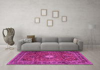 Machine Washable Persian Pink Traditional Rug, wshtr4093pnk