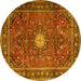 Round Machine Washable Persian Yellow Traditional Rug, wshtr4093yw