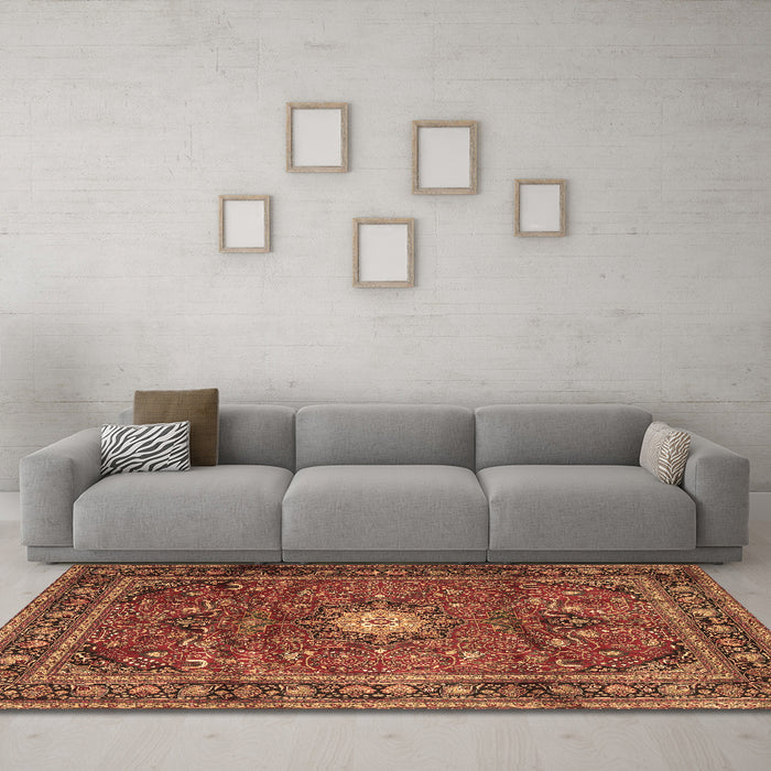 Machine Washable Persian Brown Traditional Rug in a Living Room,, wshtr4093brn